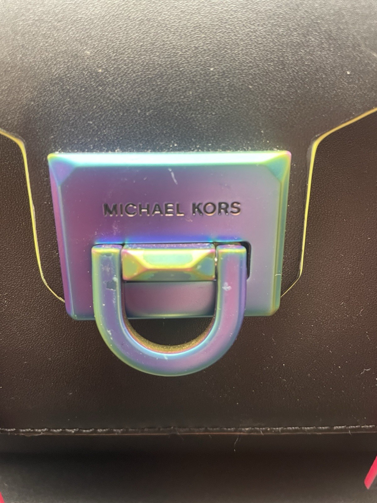 Michael Kors Black Neon MANHATTAN Crossbody School Satchel Bag Purse NWOT
