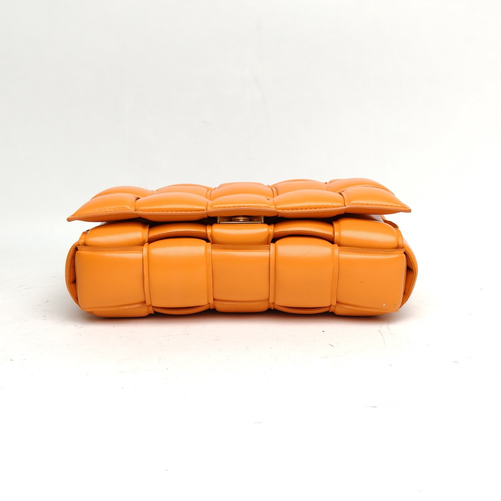 BOTTEGA VENETA Cassette Padded Medium 26cm Orange Lambskin Crossbody Bag