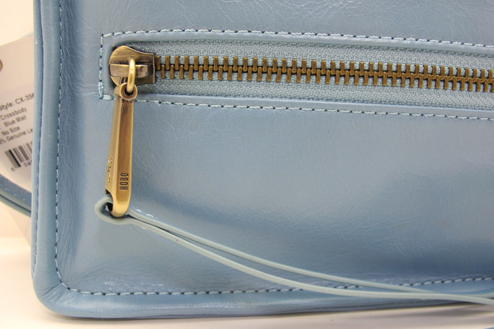 NEW HOBO Smooth Leather Triple Zipper MISSION Crossbody Blue Mist/Antique Gold