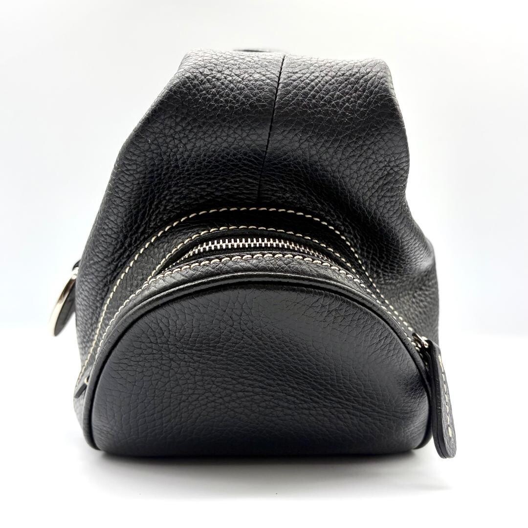 Tods Black Leather Shoulder Bag Womens Zip Hobo Y2K Dust Bag 34cm