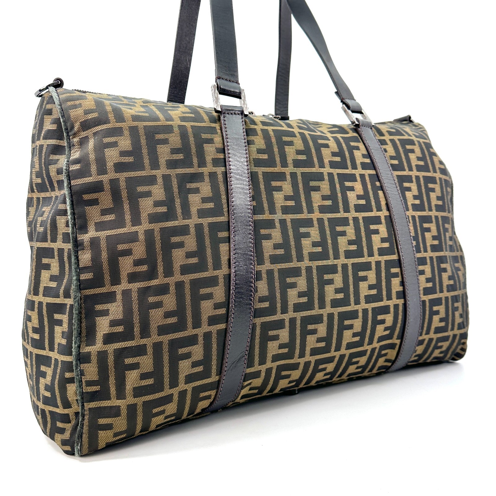 Fendi Boston Bag Shoulder Travel Bag Zucca Nylon A4 Authentic Japan 368T0357