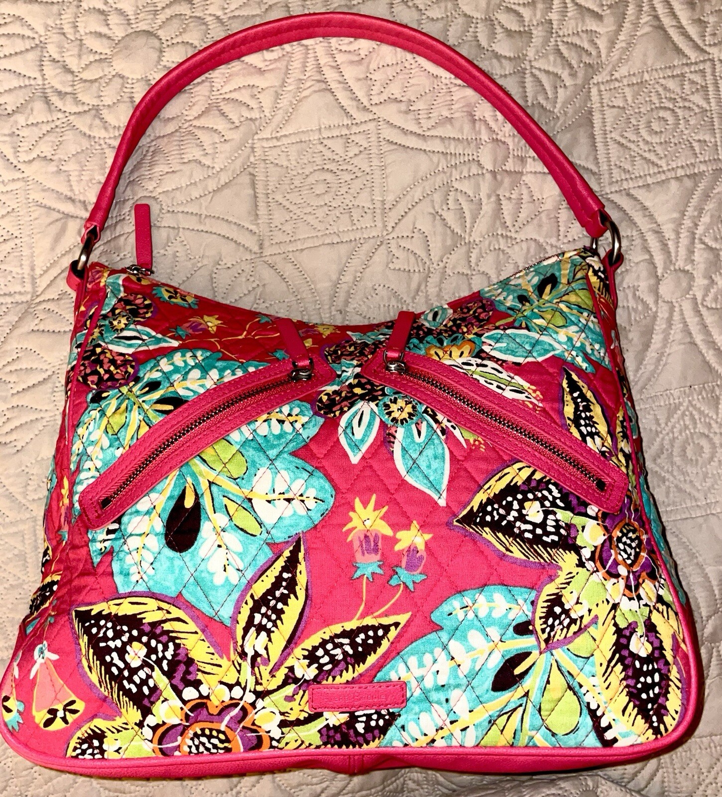 Vera Bradley Shoulder Bag Vivian Hobo Rumba Coral Pink Blue Red Orange Plum Sz L