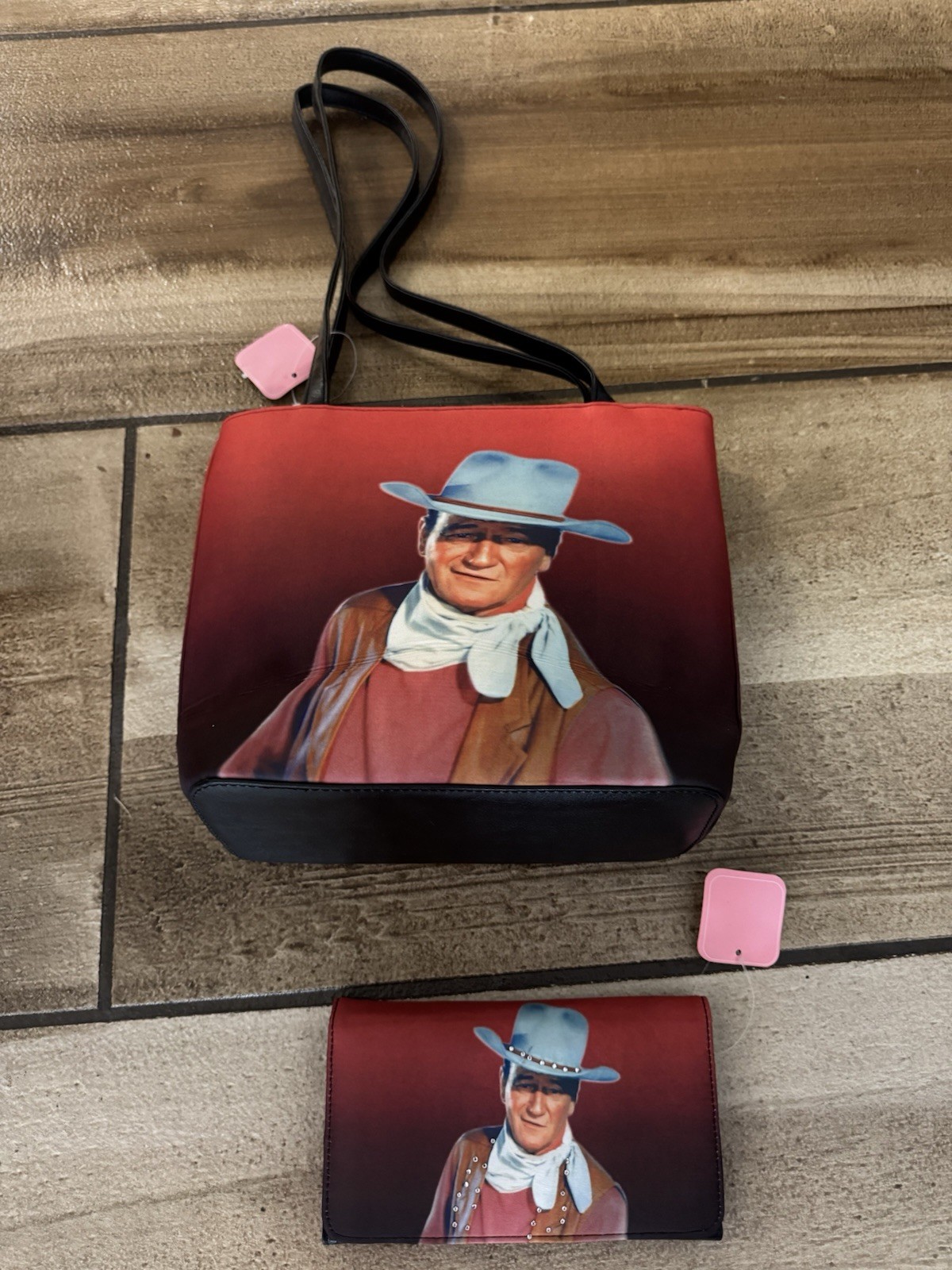 Red & Black Western John Wayne purse & wallet, Magnetic Closure, Inner Pockets