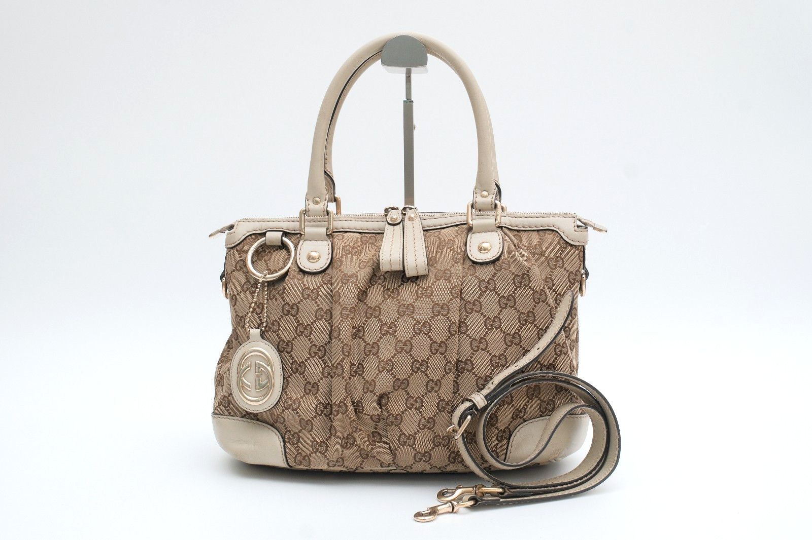 GUCCI Sukey Tote Shoulder Hand Bag 2way GG Canvas Ivory