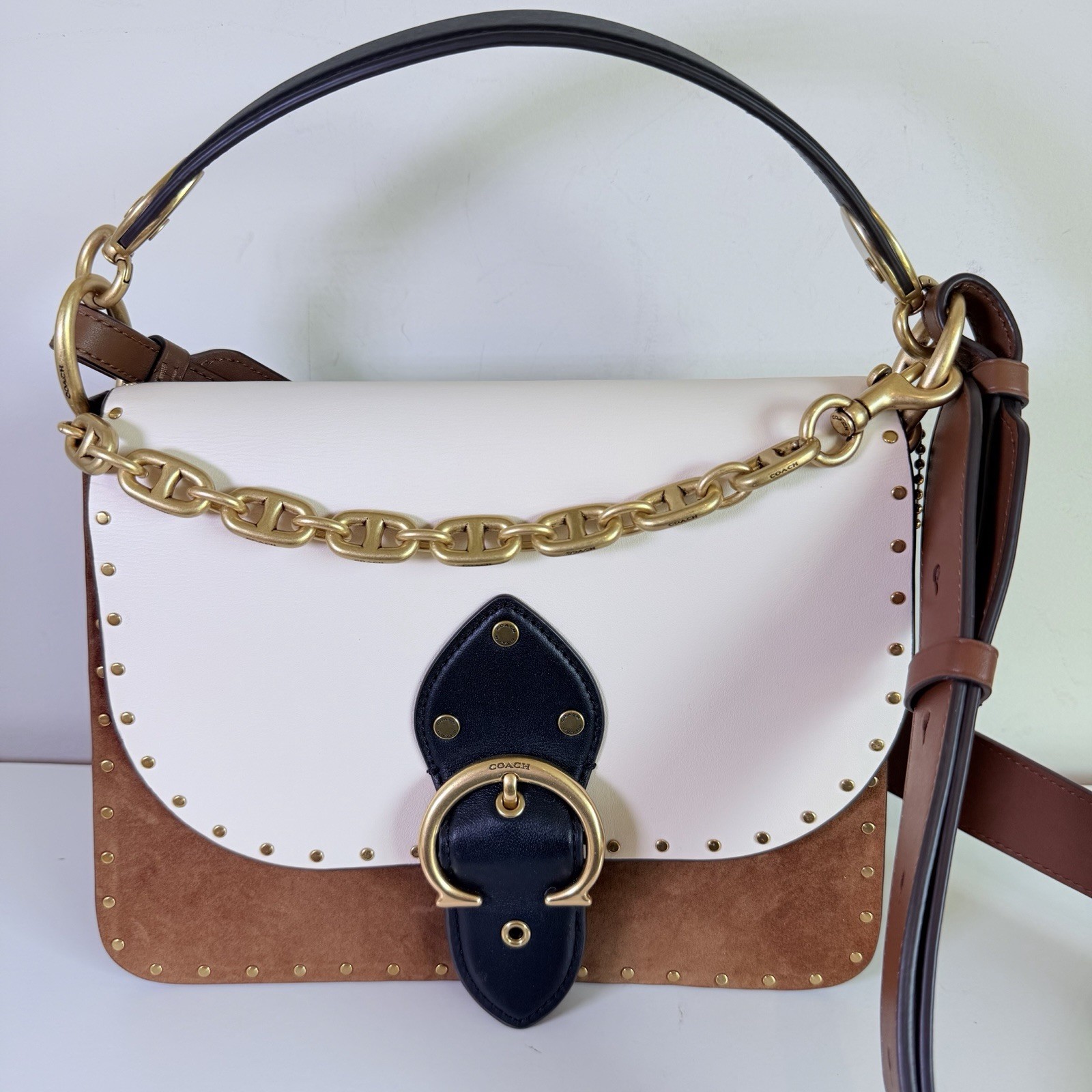 Coach Beat Shoulder Bag In Colorblock With Rivets NWOT