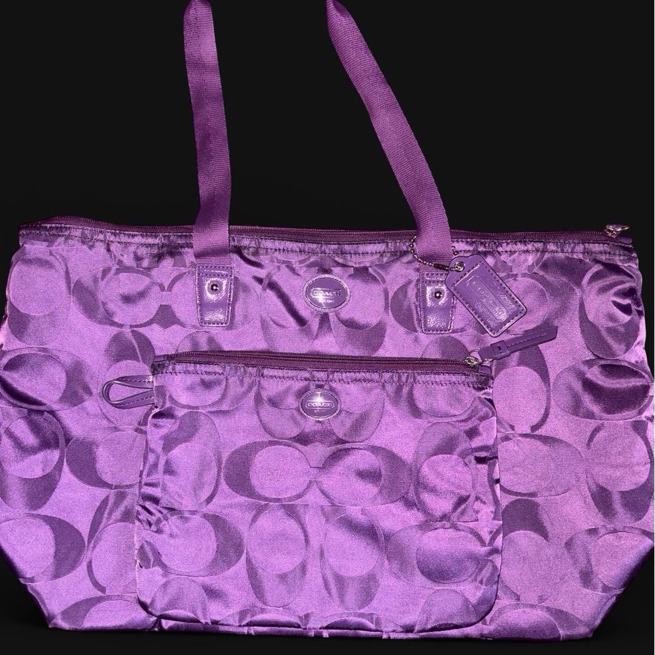 COACH Getaway Signature NylonPackable Weekender Tote Bag Amethyst Purple