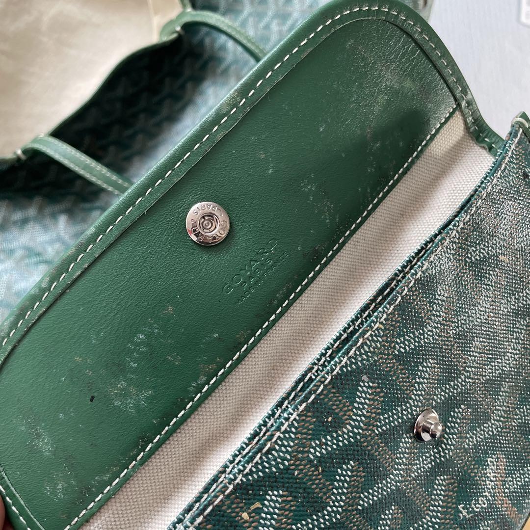 Goyard Saint Louis PM Tote Bag Green Used w/Pouch