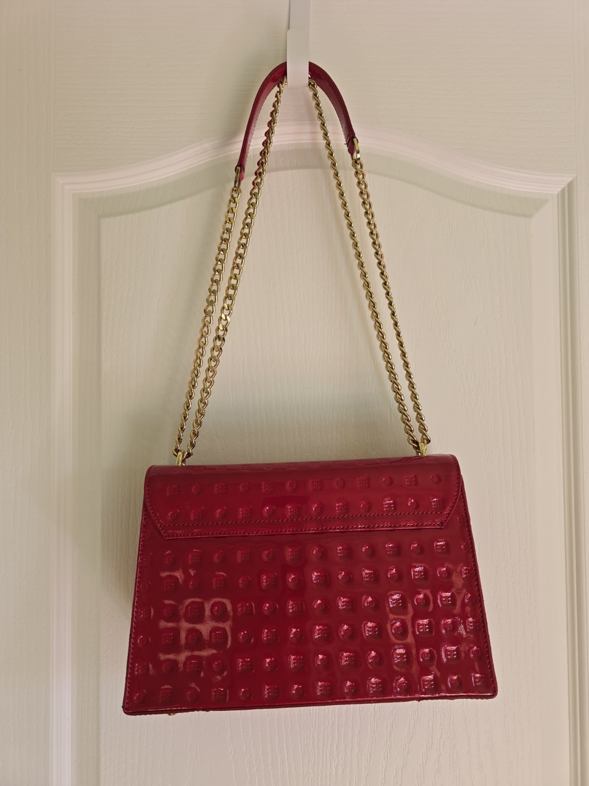 Arcadia Italy Laila Red Patent Leather Crossbody Bag with Adjustable Strap