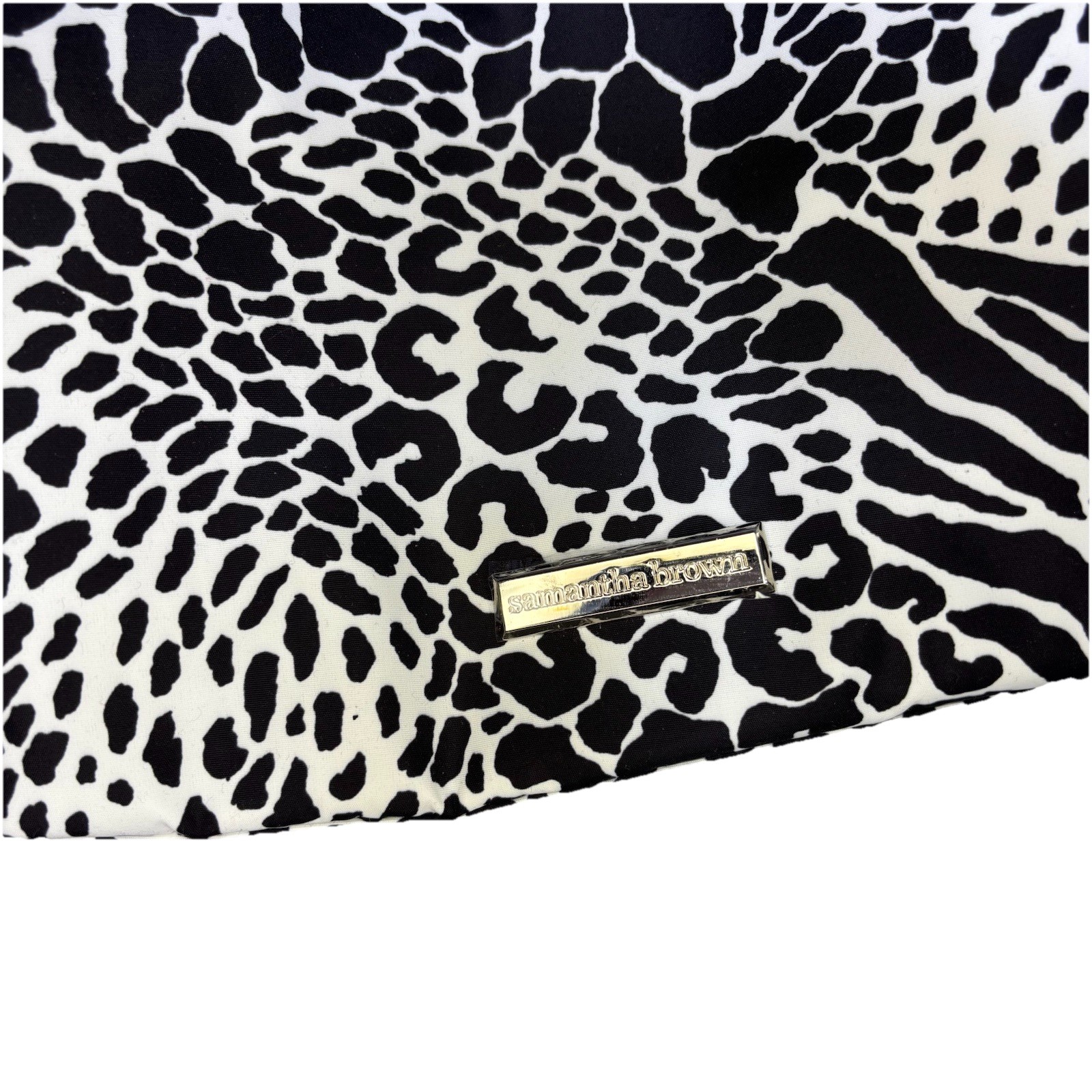 Samantha Brown Crossbody Cheetah Black Adjustable Strap 11 inches Long Travel