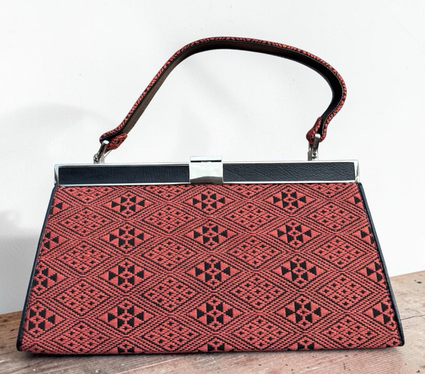 Sashiko clutch purse: Japanse vintage Kogin-zashi clutch purse, hand-stitched