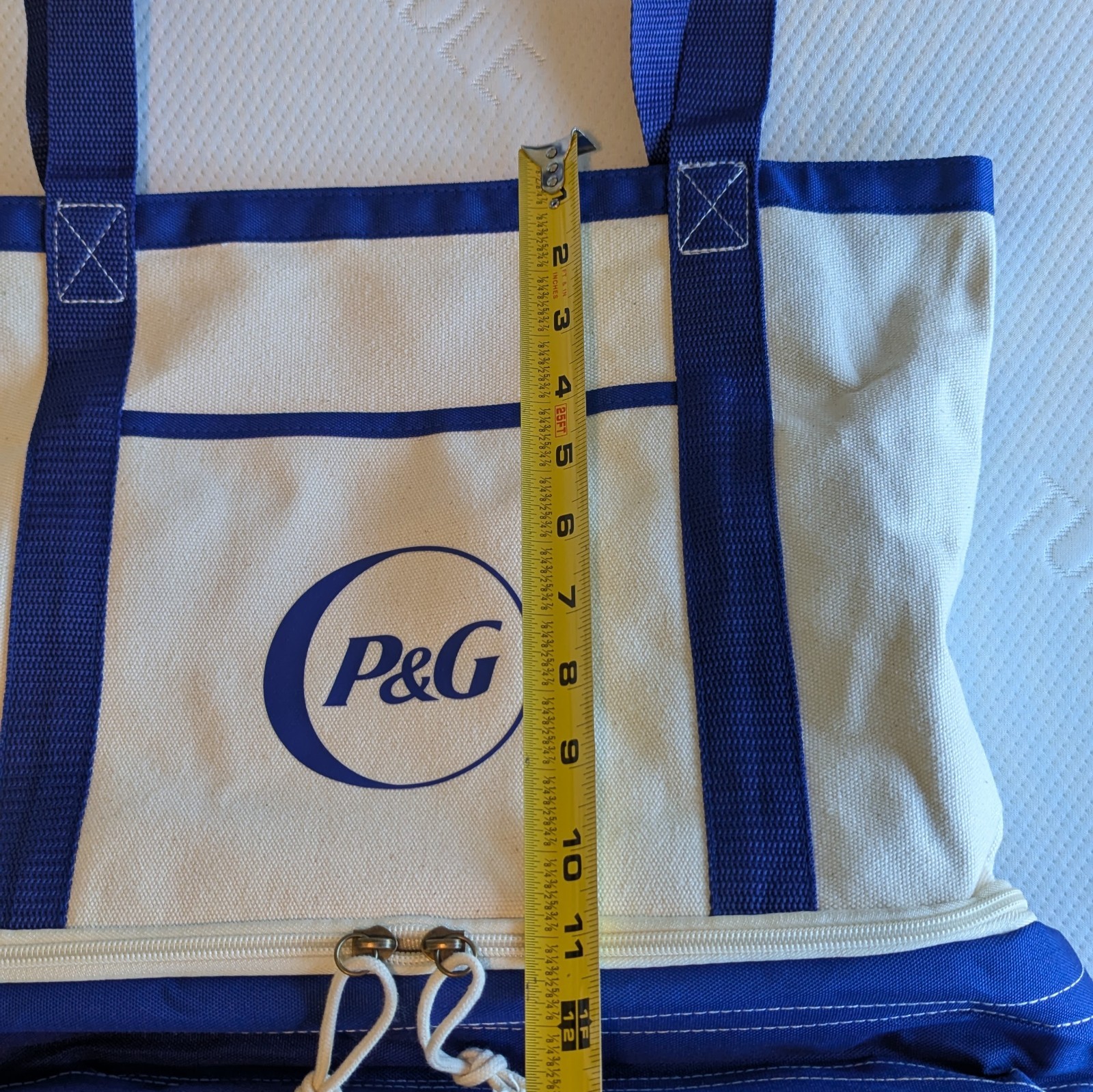 P&G Boat & Tote Beach Bag & Cooler Canvas Blue White 16″ x 16″ NEW