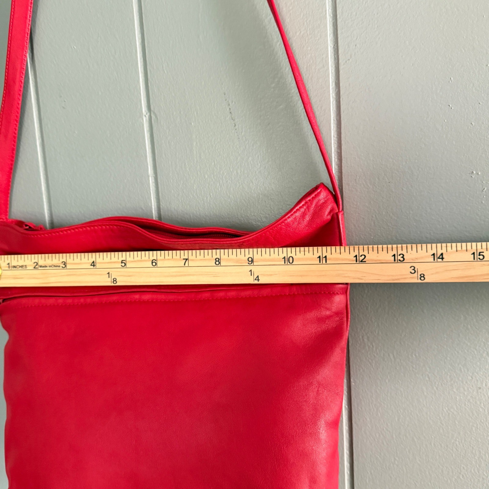 Vintage 80s Red Genuine Leather Shoulder Crossbody Bag Valencia Deadstock Korea