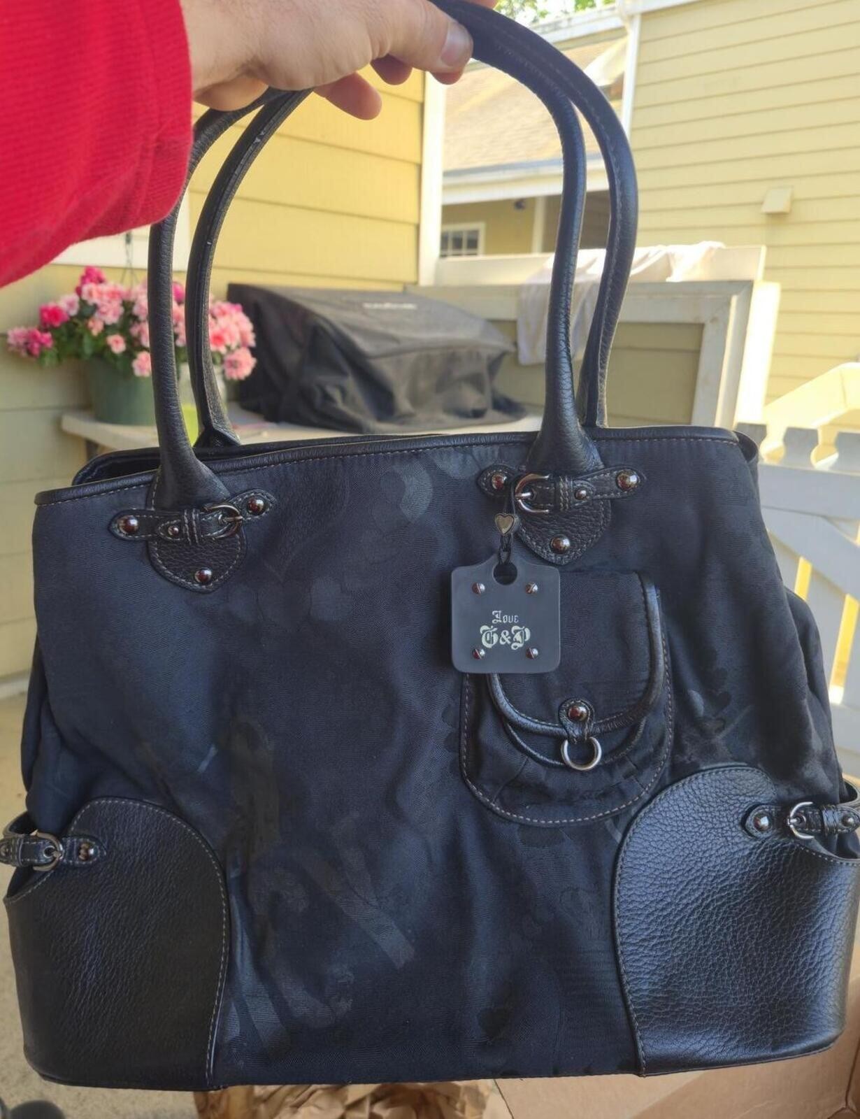 VINTAGE Y2K Streetwear Juicy Couture Canvas Leather Shoulder Bag