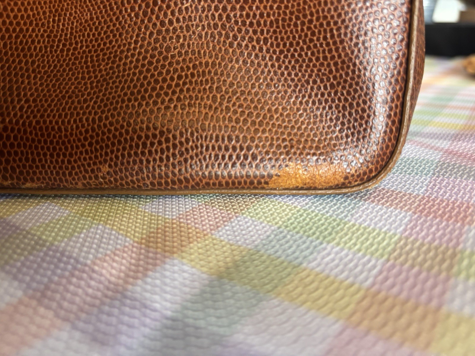 Satchel Top Handle Bag Brown Silver Hardware Pebbled Finish Latch Zip