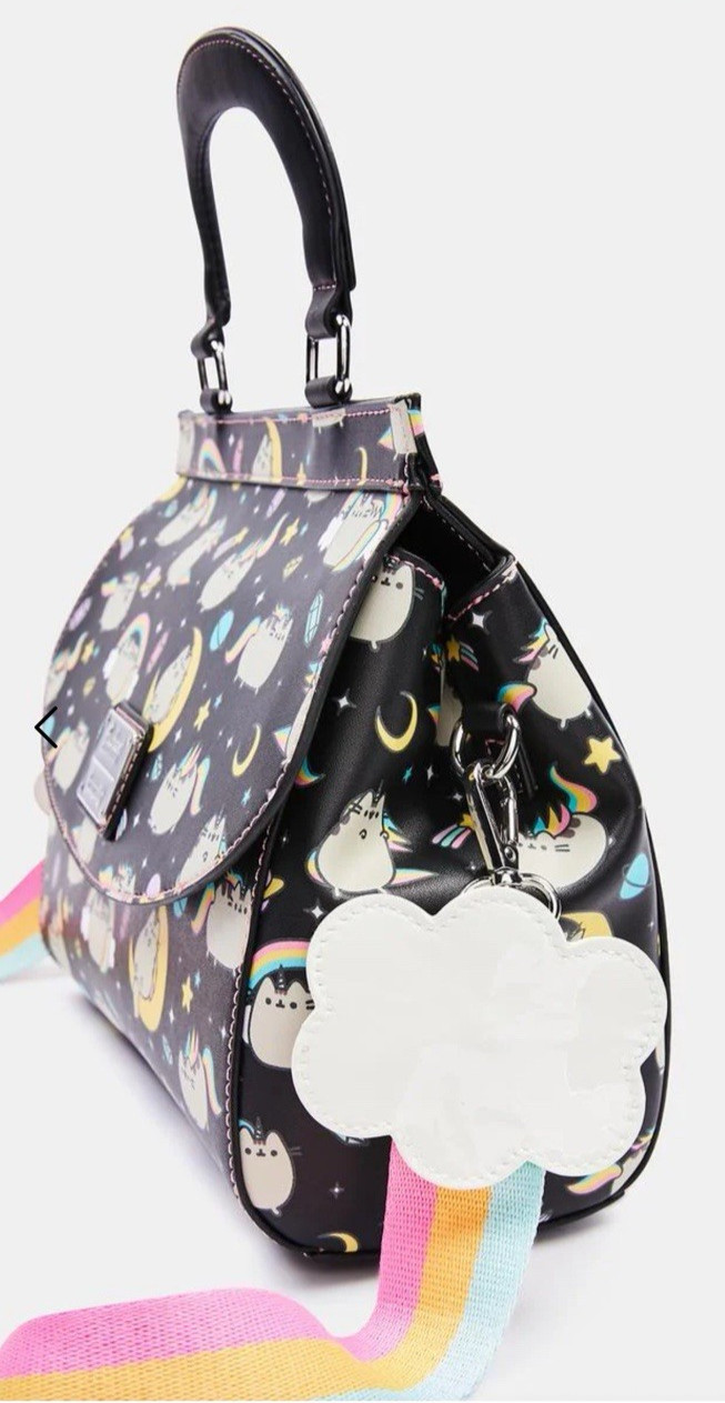Loungefly X Pusheen Rainbow Unicorn Crossbody Handbag Black RARE MINT