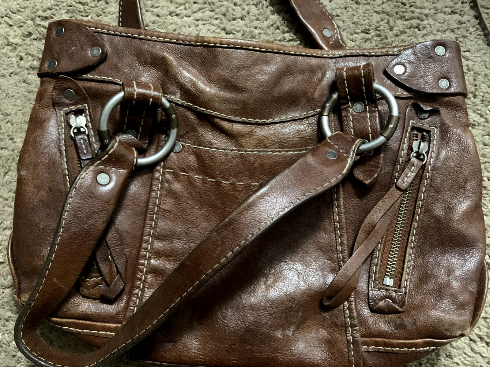 Ruehl No. 925 Distressed Brown Leather Shoulder Purse Gorgeous!! Abercrombie