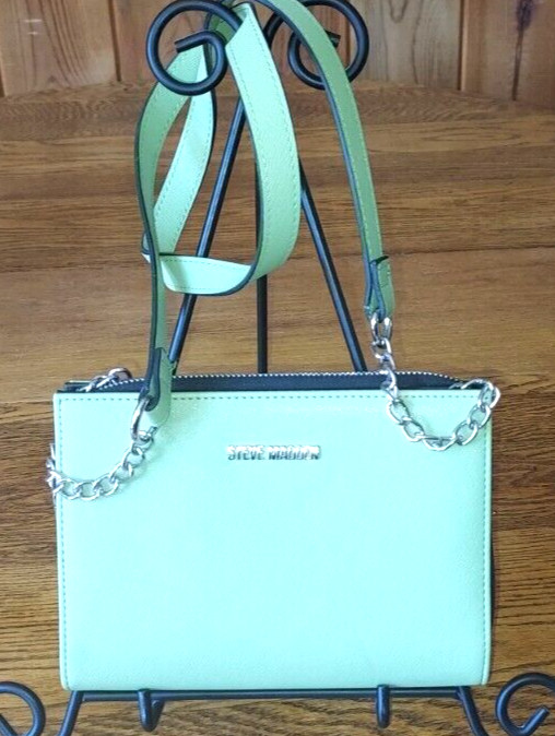 Steve Madden Small Celery Green Crossbody Clutch Multi Section Convertible Bag