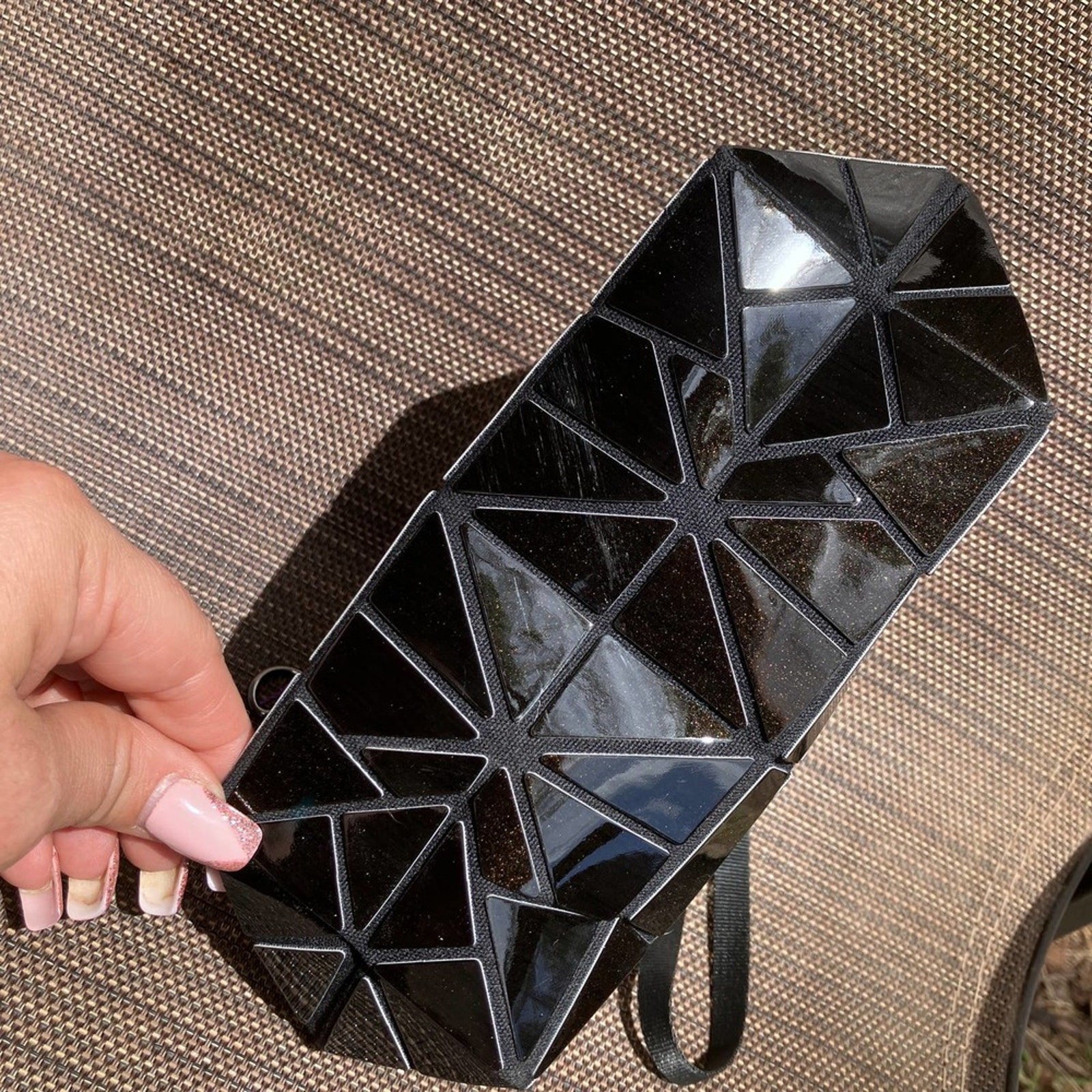 Emilio Pepe Italy Triangle Shape Blocks Wristlet/Crossbody Chain link NWT