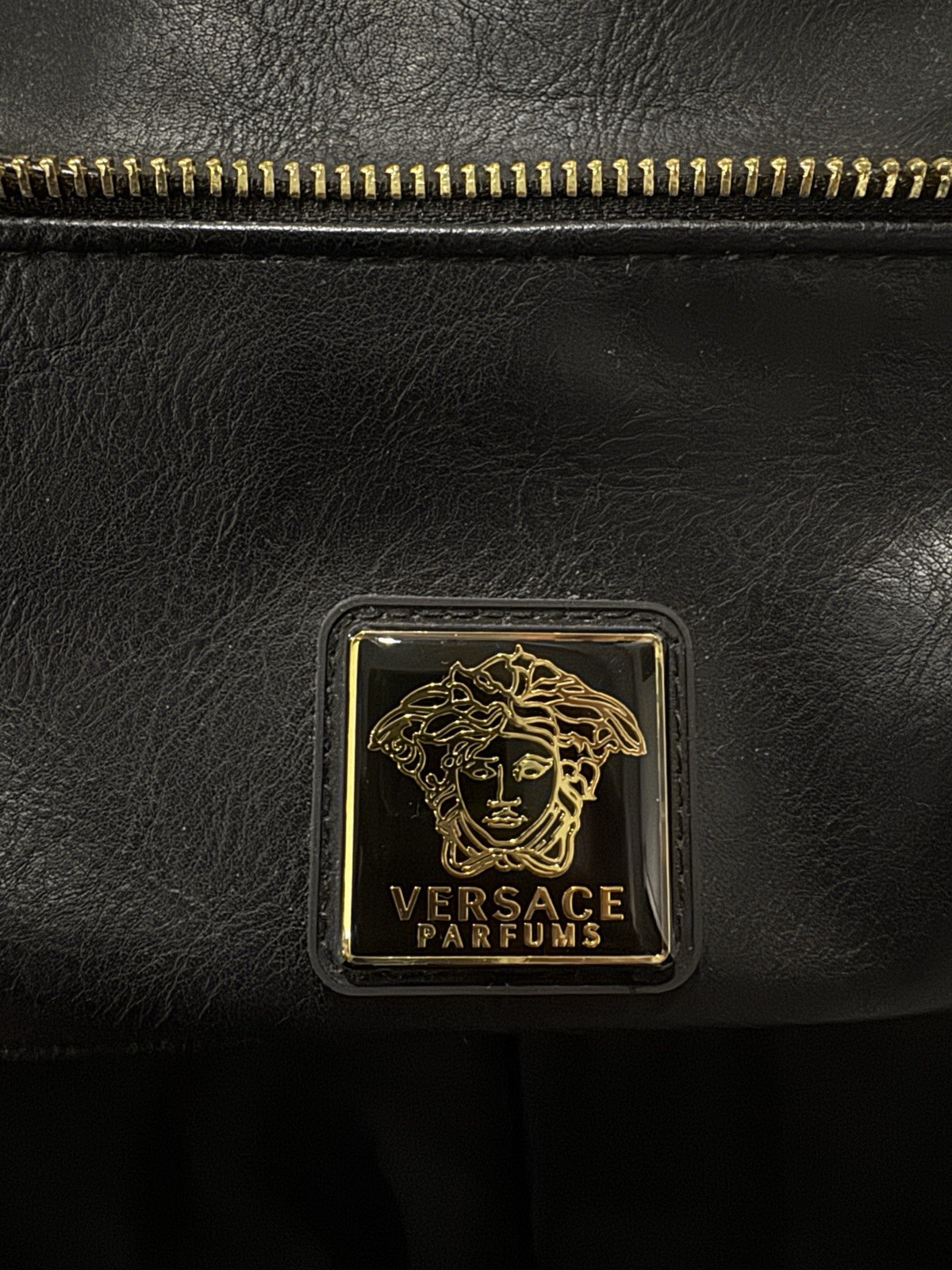 Authentic Versace Parfums Black Backpack Medusa Gold Greek Key Greca Straps