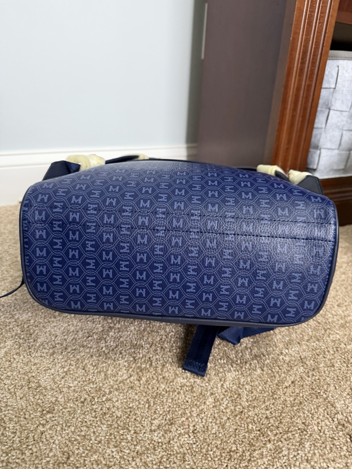 Mario Hernández Blue Logo Backpack Zip Closure Outer Pockets Adjustable Strap