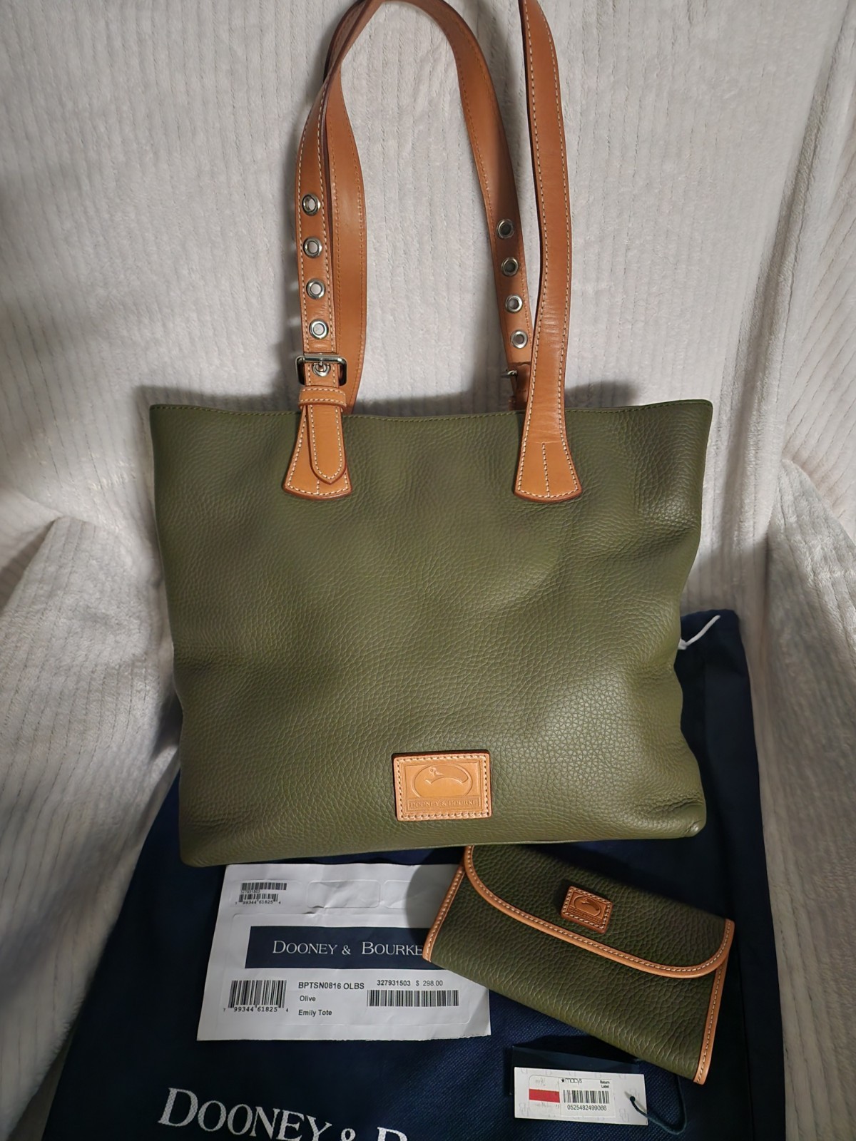 NWT Dooney & Bourke Emily Tote Bag Wallet Set Womens Green Leather Purse Handbag