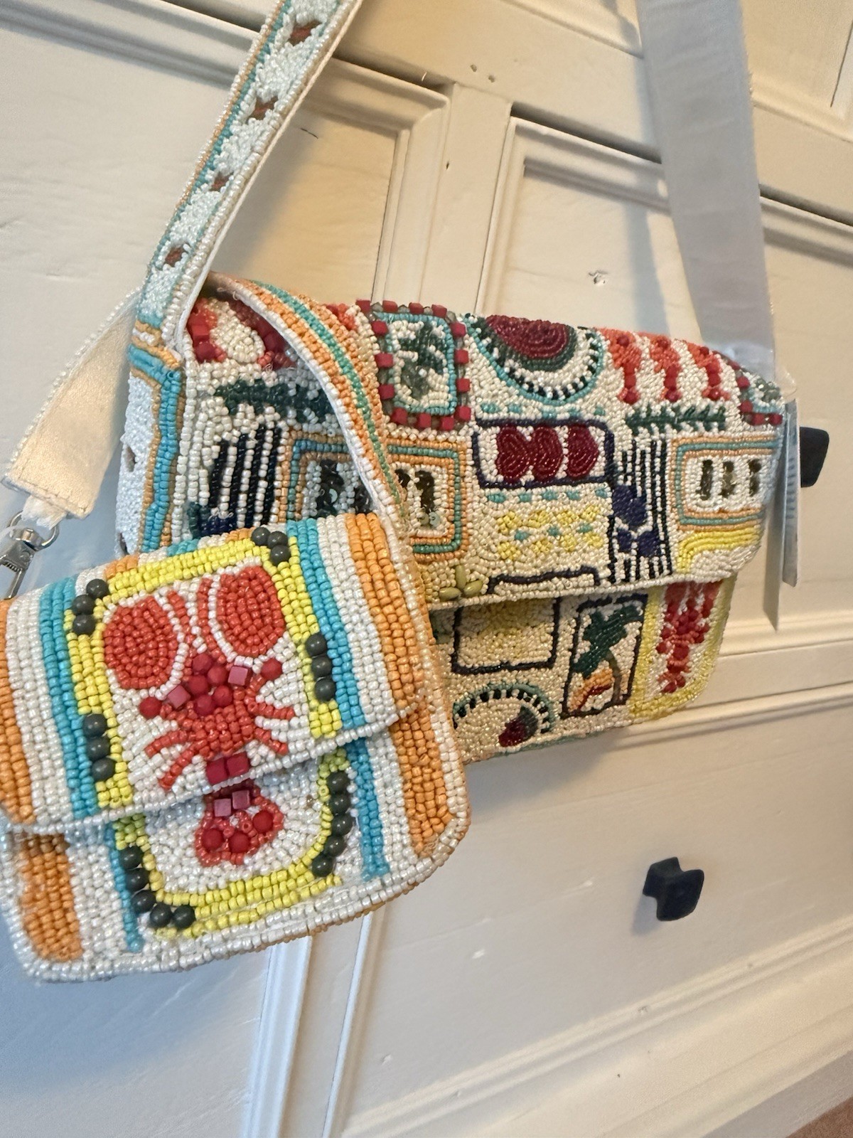 New! Handcrafted In India Summer Viral Beaded Bag With Mini Beaded Bag Charm