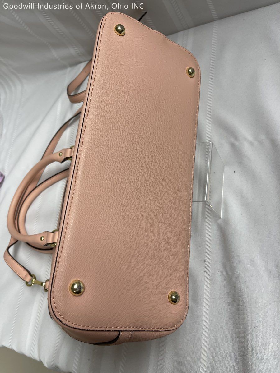 Anne Klein Pink Rose Gold Metallic Saffiano Satchel Crossbody Bag