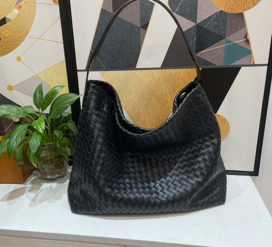 Italy Lambskin Leather Woven Tote Bag, Large Summer Designer Bag, Leather Quilte