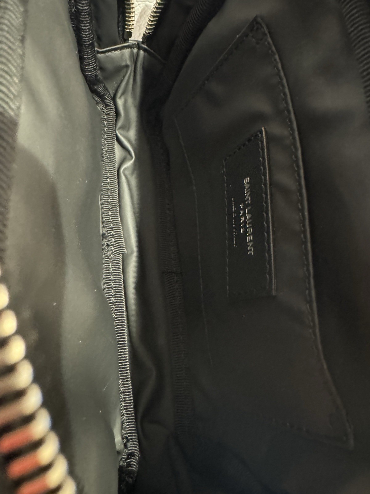 Saint Laurent Monogram Chevron Lambskin Cosmetic Pouch Black Italy Dust Bag