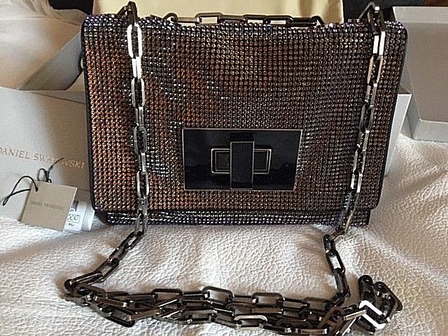 DANIEL SWAROVSKI CRYSTAL MESH EVENING BAG MERIDIAN BLUE RUTHENIUM HW NWT $3000