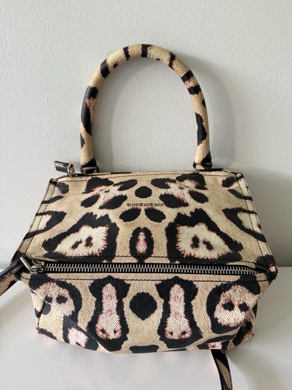 GIVENCHY Pandora Leather Small Crossbody Handbag Bag, Animal Print