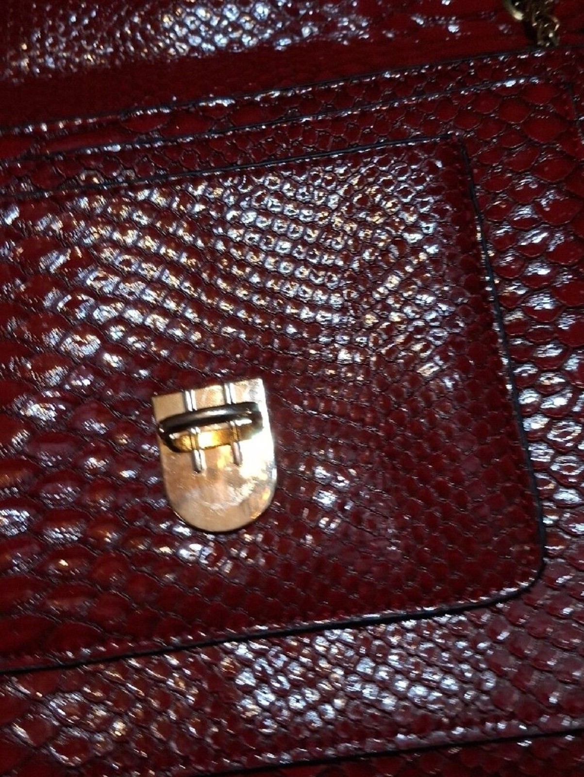 T.J.Maxx Red Faux-Snakeskin Crossbody Bag with Gold Chain