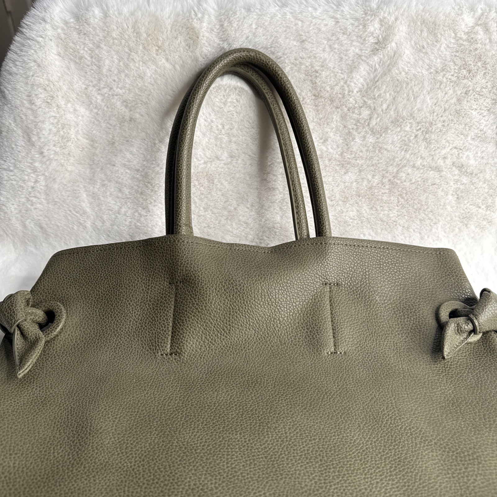 Deux Lux Large Faux Leather Tote Handbag Olive green w/o Strap