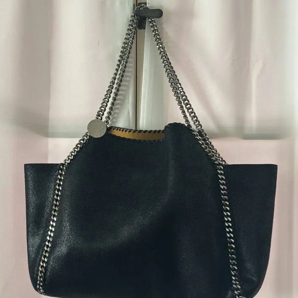 Stella McCartney Falabella Black Tote Bag Chain Strap Magnetic w/ Coin Purse