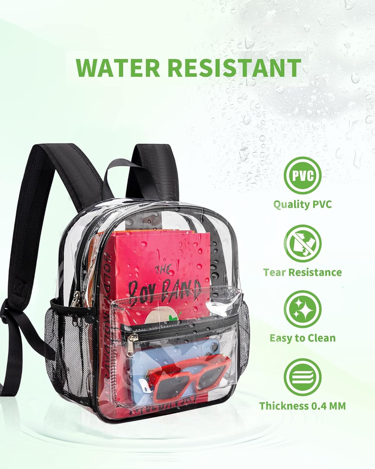 Clear Backpack for Stadium Events, 12x11x6 Inches Small Clear Backpack for Conce