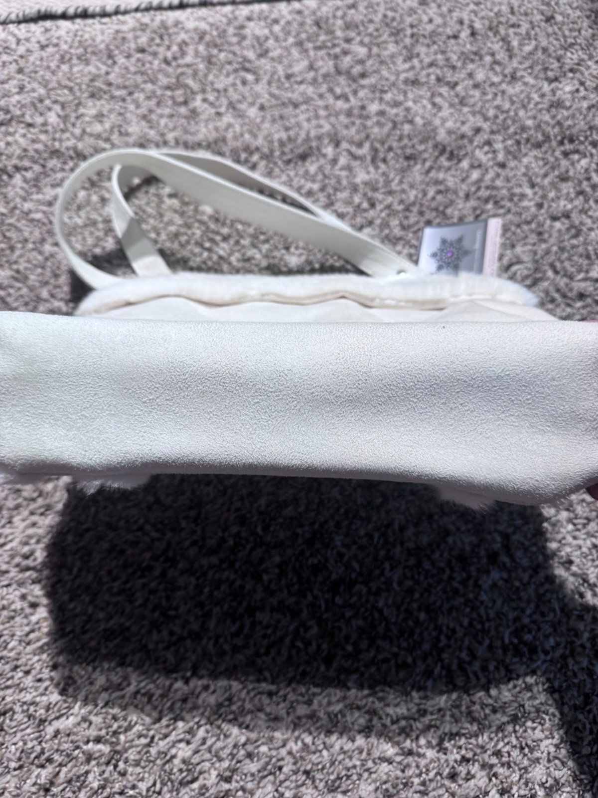Bath & Body Works White Fur Trim Small Shoulder Bag Magnetic Closure Pockets