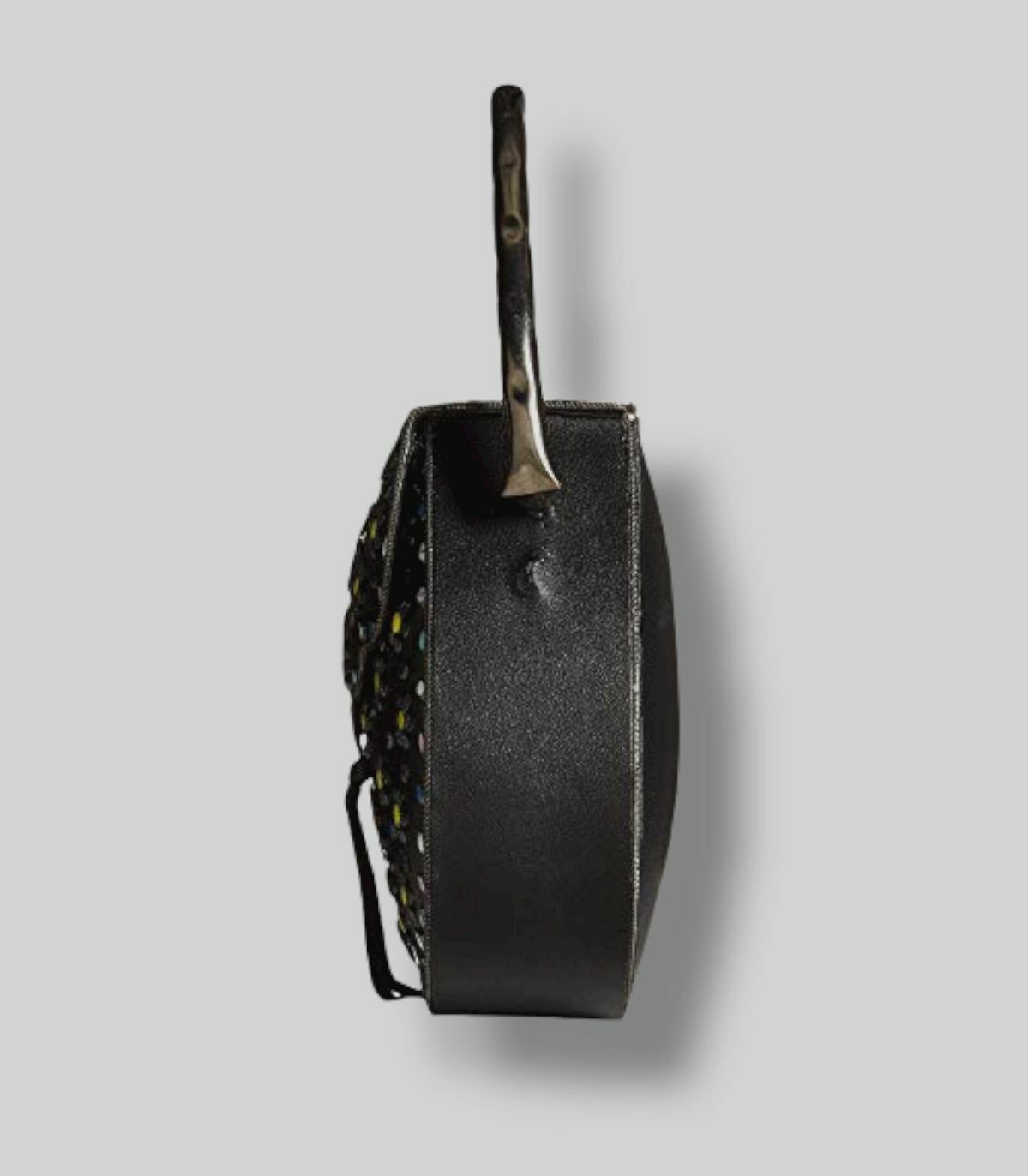 $128 Sam Edelman Womens Black Georgia Iron Leather Handbag Crossbody Satchel Bag