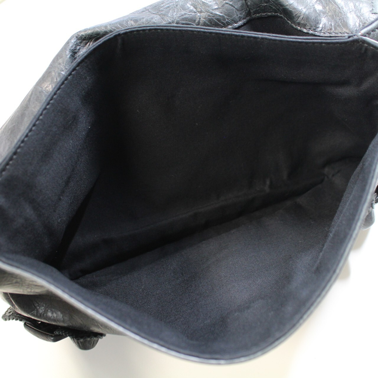 BALENCIAGA Giant Envelope Clutch Bag Dark Gray Leather 204534 Auth Used
