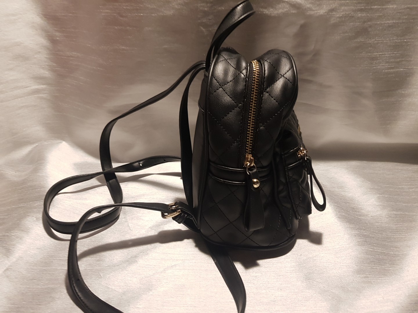 Becool Black Quilted Backpack 8x7x4