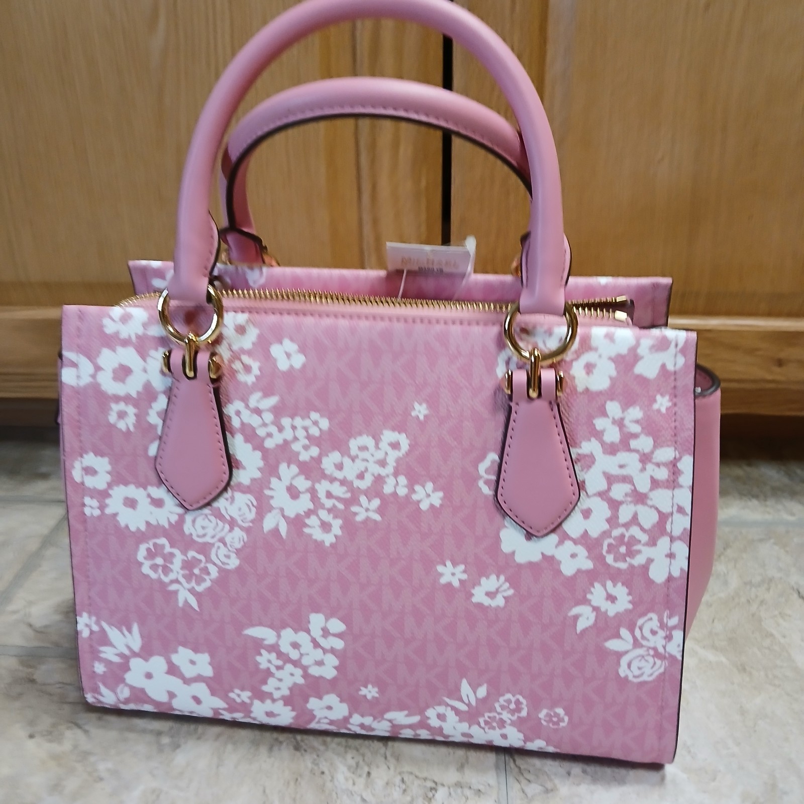 Michael Kors Marilyn Women Medium Printed Logo Crossbody Satchel Bag Carnation