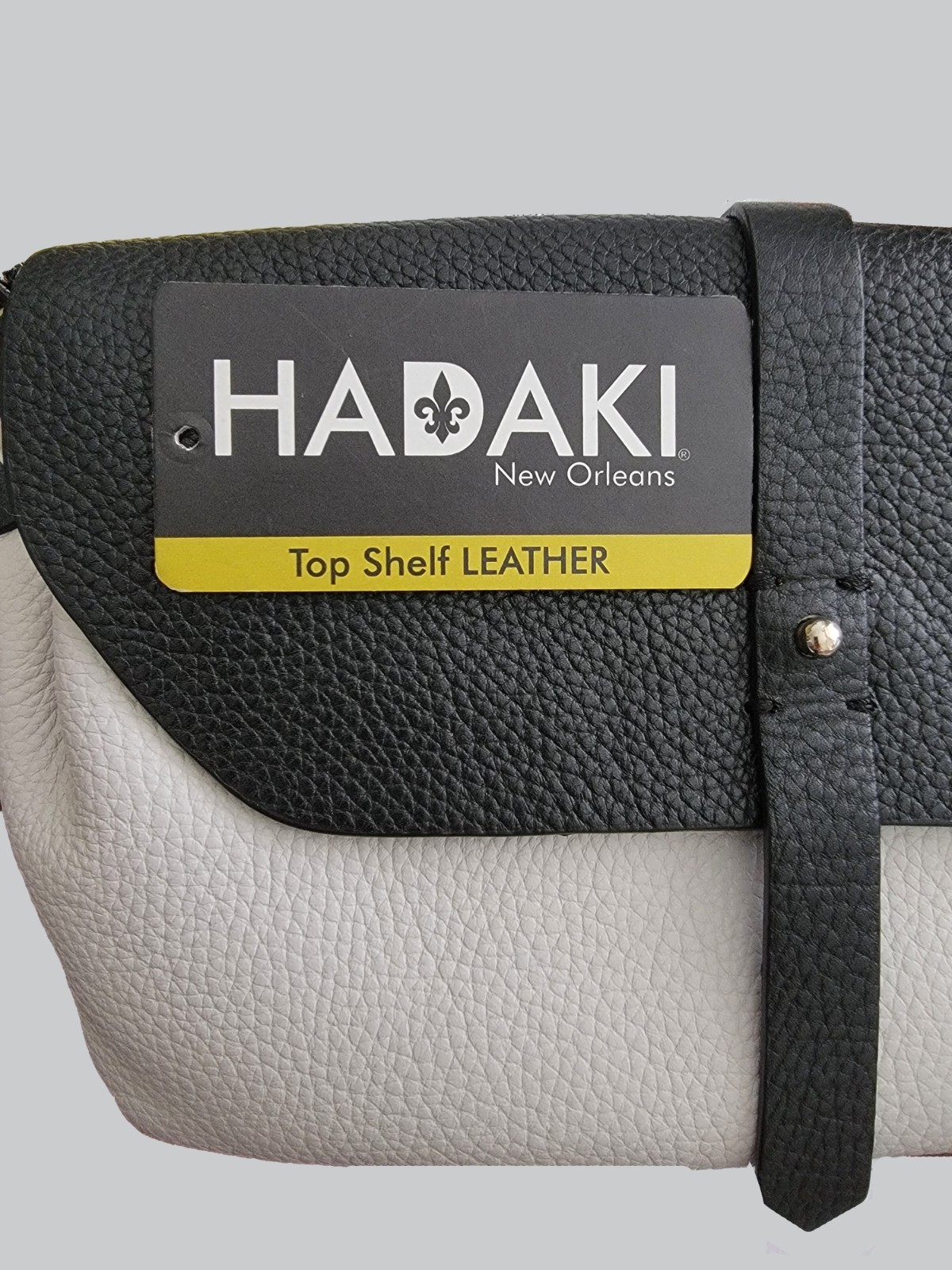 NEW HADAKI New Orleans Black & Ivory Pebbled LEATHER Cross Body PURSE Bag Modern