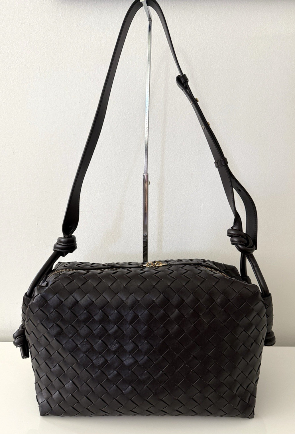 BOTTEGA VENETA Woven Nappa Leather Loop Weekender Bag Handbag, Fondant