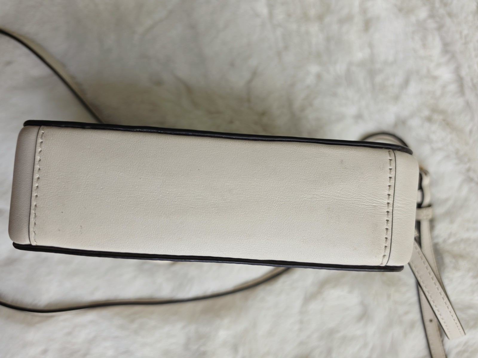 Coach Jamie White Khaki Brown Leather Signature Camera Bag Crossbody Gold HW
