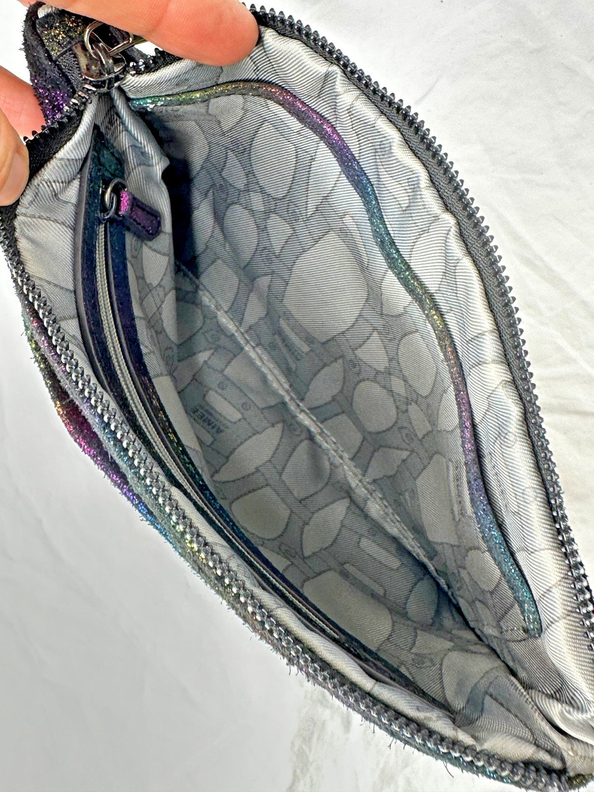 AIMEE KESTENBERG Melville Pouch NO strap Rainbow Brushed Metallic Leather