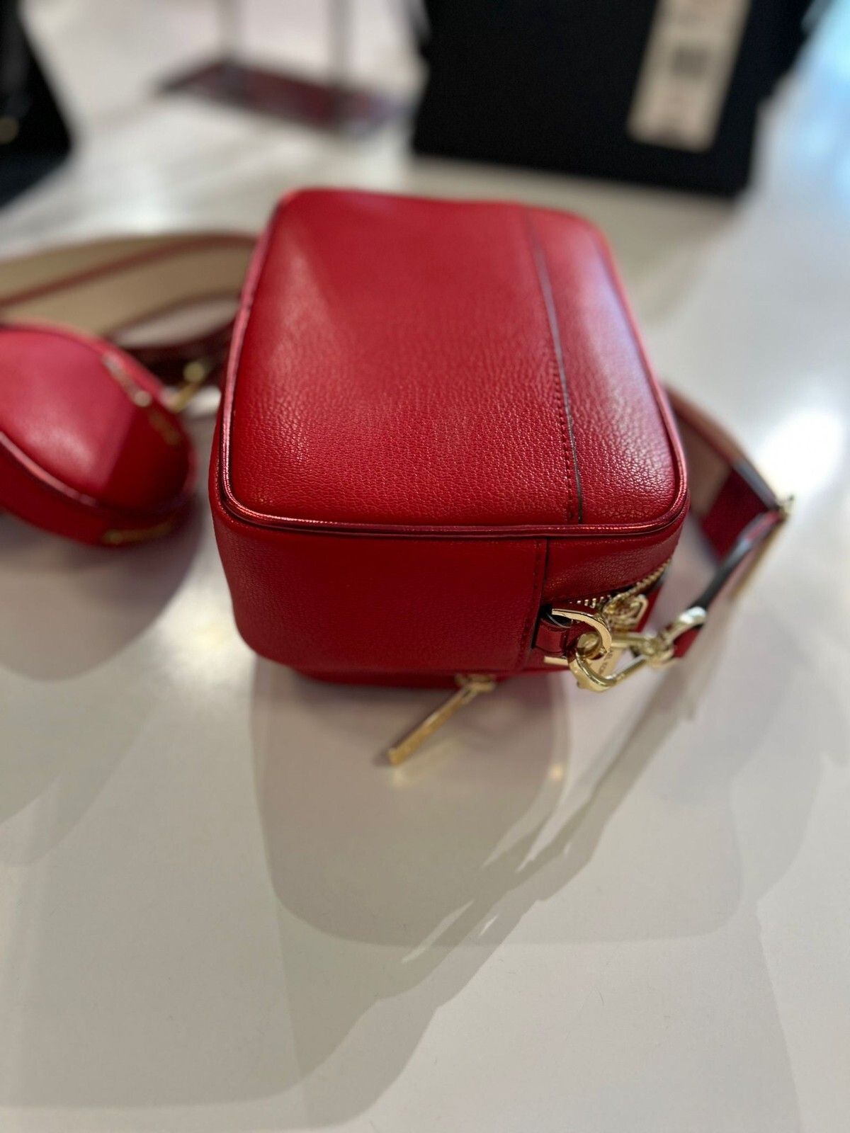 Michael Kors Jet Set Medium Lady Crossbody Bag Handbag Purse Shoulder Bright Red