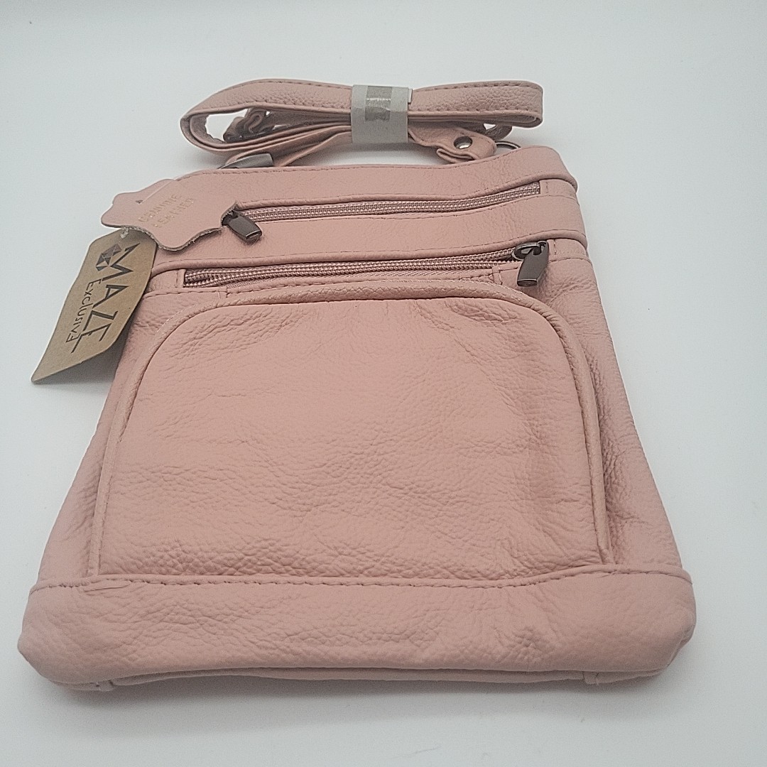 Maze Exclusive Genuine Soft Leather Crossbody Purse Bag Pink Live Your Life