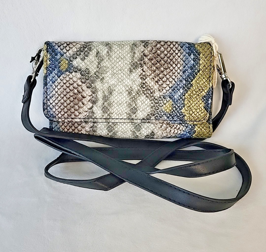 Mossimo Supply Co Gray Blue Green Crossbody Small Purse Tri-Fold 6.5 x 4 in