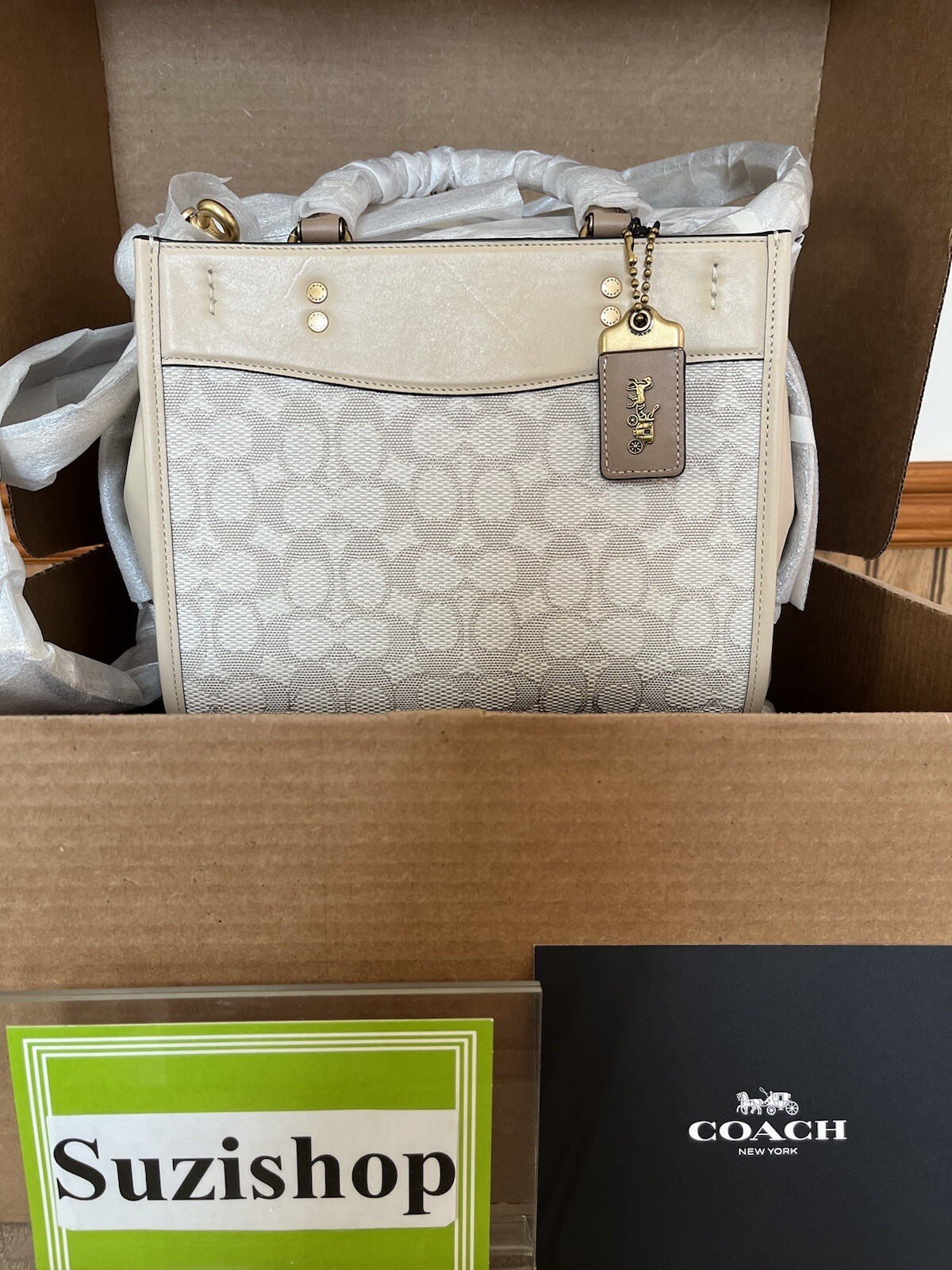 Coach Rogue 25 Chalk White Signature Textile Jacquard CA302