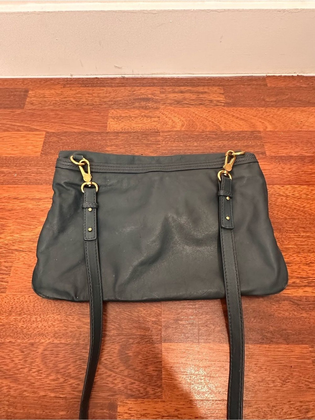Marc Jacobs Classic Lead Blue Genuine Buttery Leather Crossbody Shoulder bag