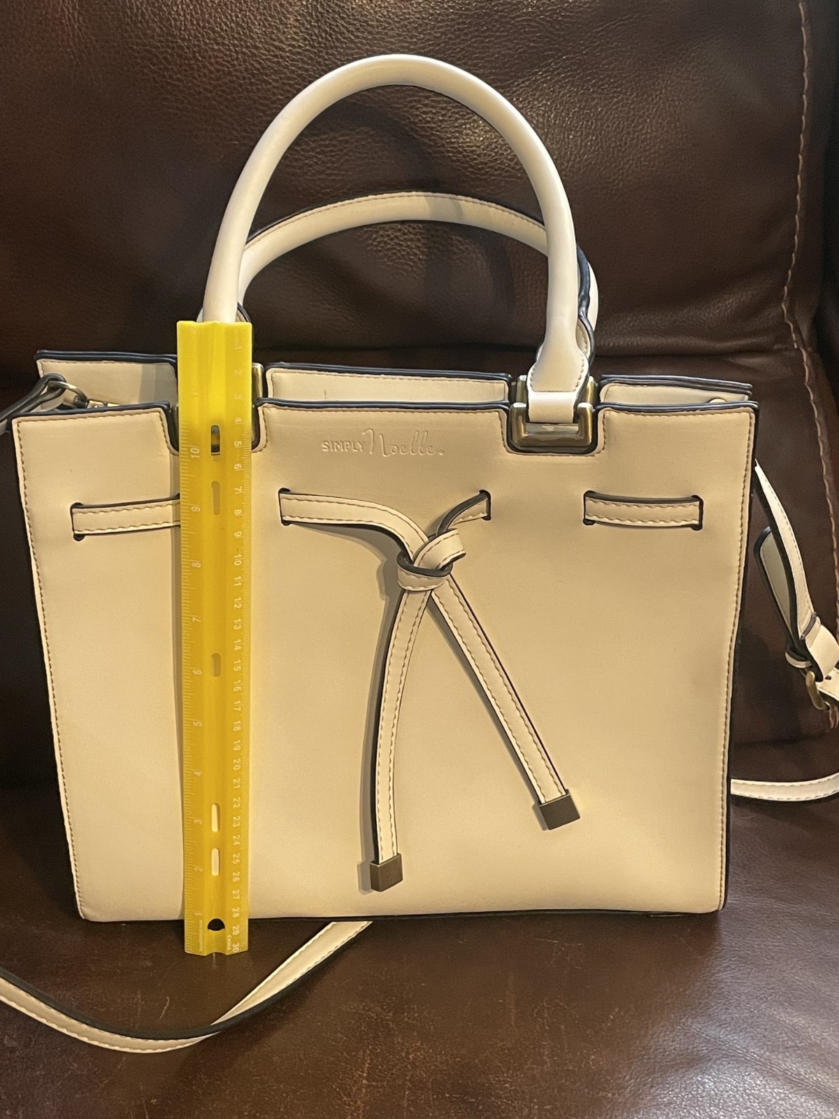 Simply Noelle white cream handbag crossbody purse Bronze Accents Minimalist